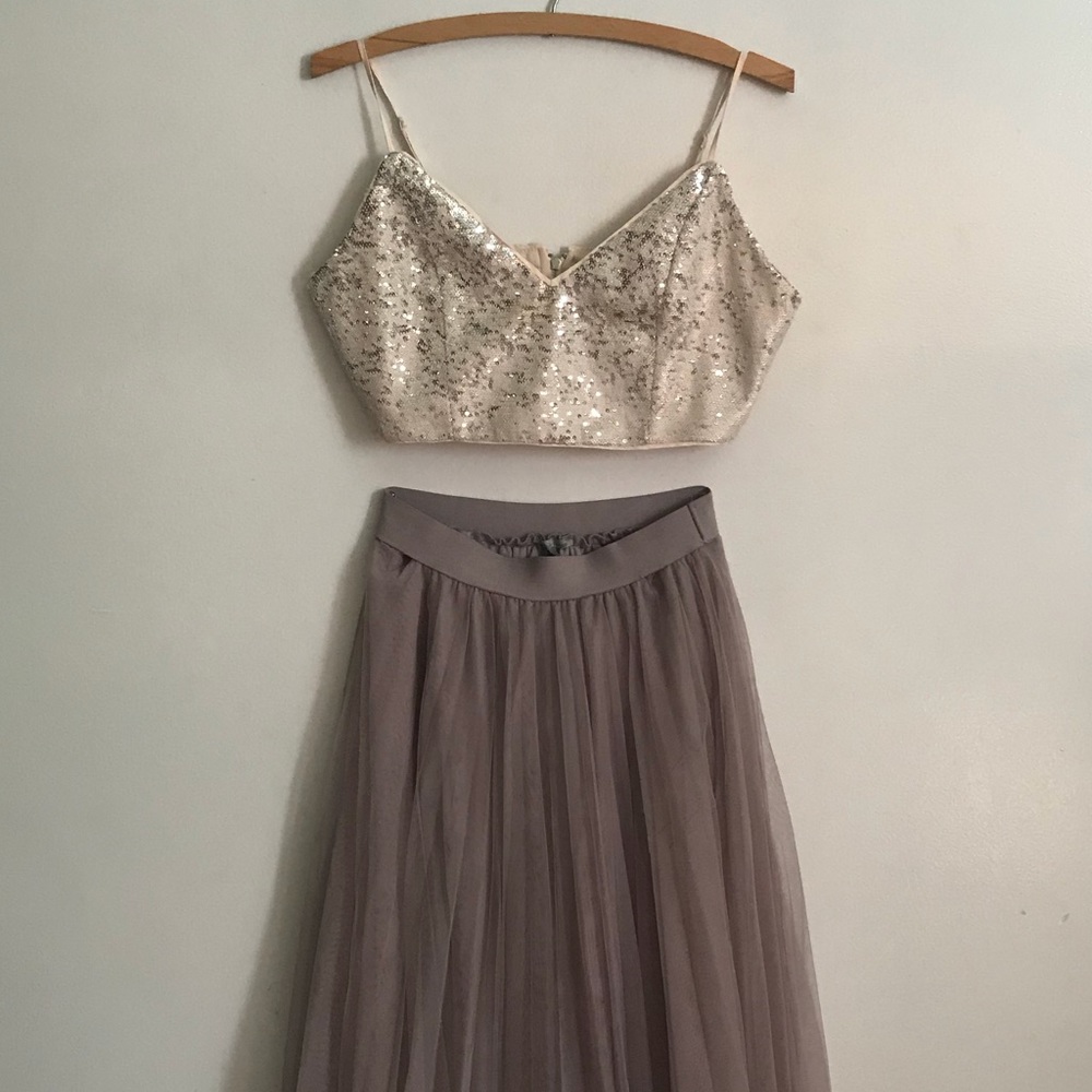 BUNDLE! Sequined Crop Top & Purple Tulle Skirt